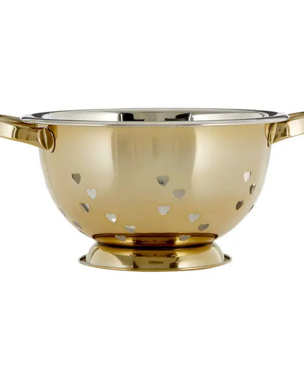 Hearts Design Gold Colander