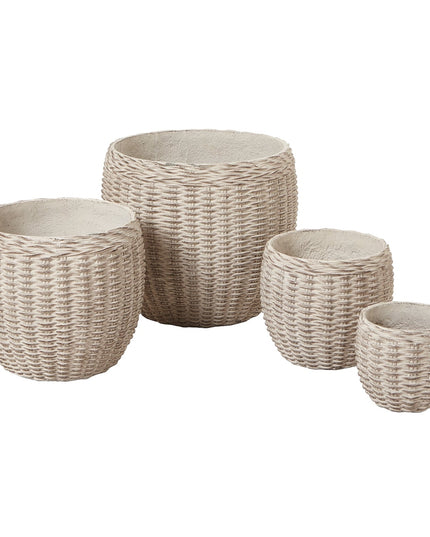 Hellas Natural Clay Wicker Set Of 4 Planters
