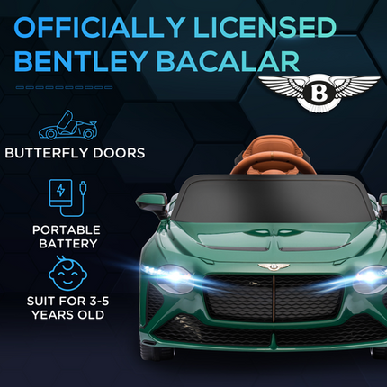 HOMCOM Bentley Bacalar Licensed 12V Kids Electric Ride-On with Remote - Green