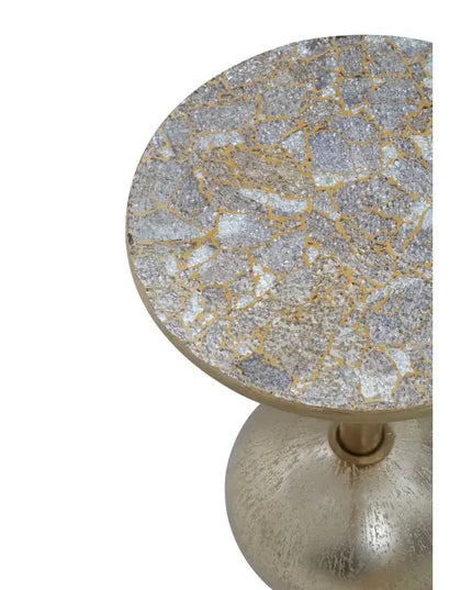 Inventivo Mosaic Top Gold Finish Side Table