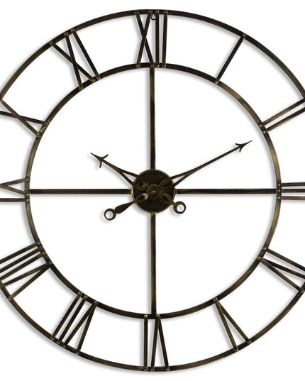 Large Antique Brass Large Skeleton Clock
