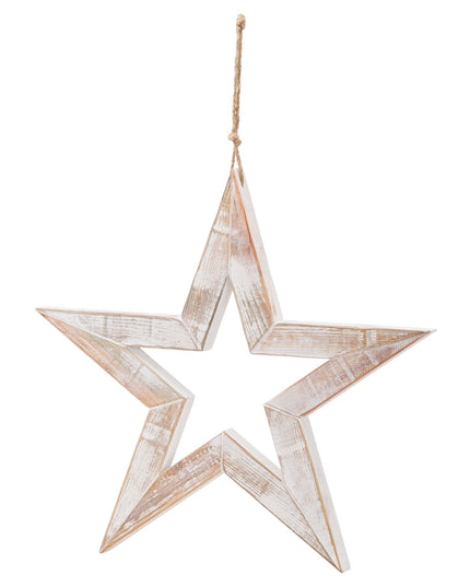 Large Antique White Wooden Sparkle Star