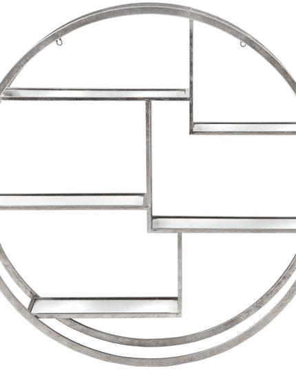 Large Circular Silver Wall Hanging Multi Shelf