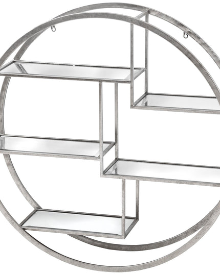 Large Circular Silver Wall Hanging Multi Shelf