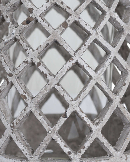 Large Conical Ceramic Lattice Hurricane Lantern