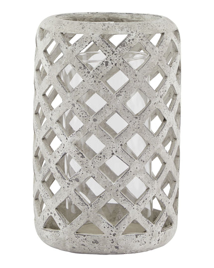 Large Grey Stone Effect Hurricane Lantern
