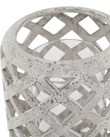 Large Grey Stone Effect Hurricane Lantern