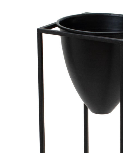 Large Matt Black Bullet Planter On Black Frame