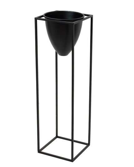 Large Matt Black Bullet Planter On Black Frame