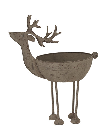 Large Rustic Metal Reindeer Bowl