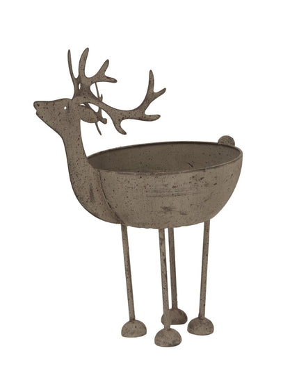 Large Rustic Metal Reindeer Bowl