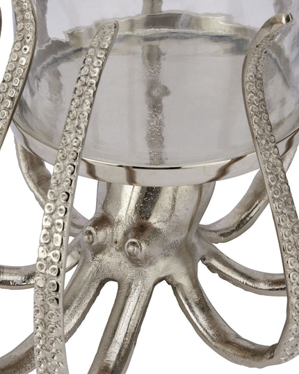 Large Silver Octopus Candle Hurricane Lantern