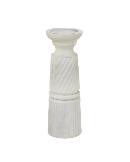 Large White Carved Candle Holder