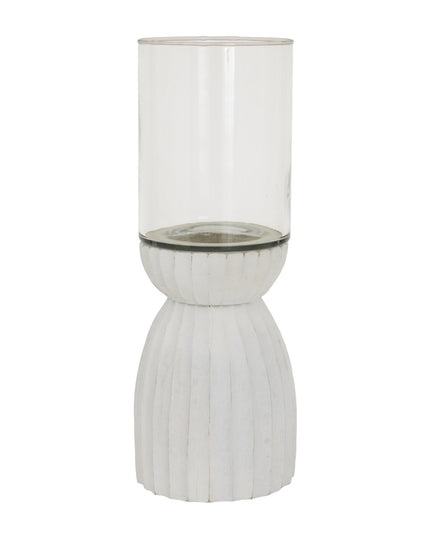 Large White Carved Hurricane Lantern
