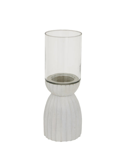 Large White Carved Hurricane Lantern