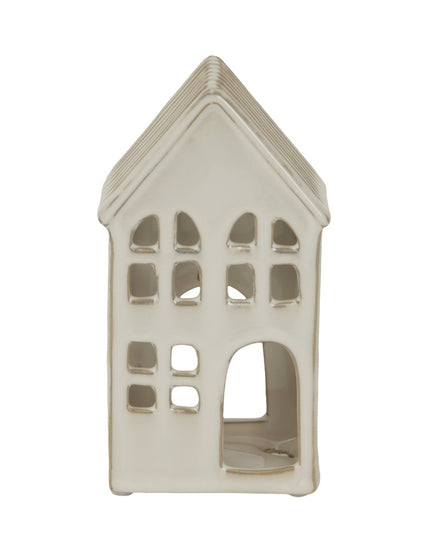 Large White Ceramic House Tea Light Holder