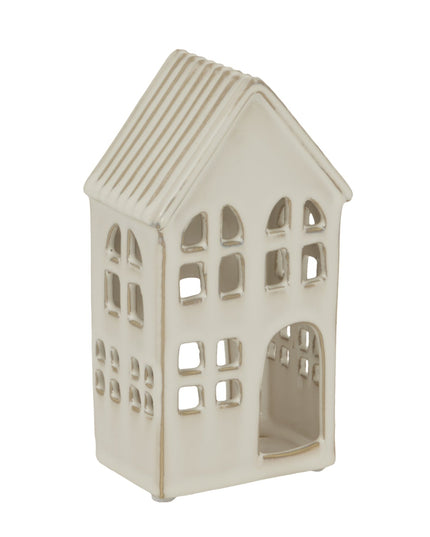Large White Ceramic House Tea Light Holder