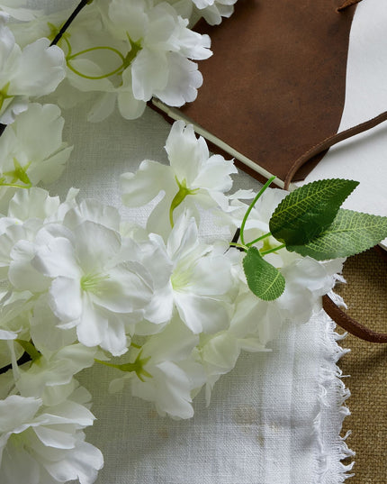 Large White Full Cherry Blossom Stem