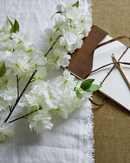 Large White Full Cherry Blossom Stem