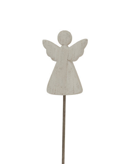 Large Whitewashed Rustic Angel On Stand