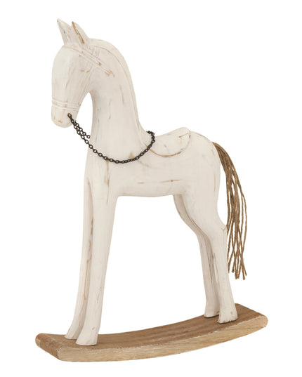 Large Whitewashed Rustic Rocking Horse