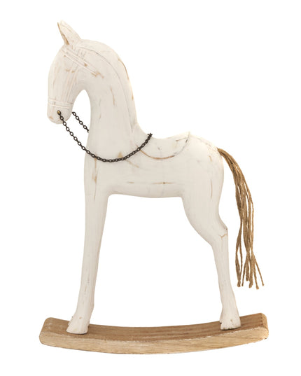 Large Whitewashed Rustic Rocking Horse