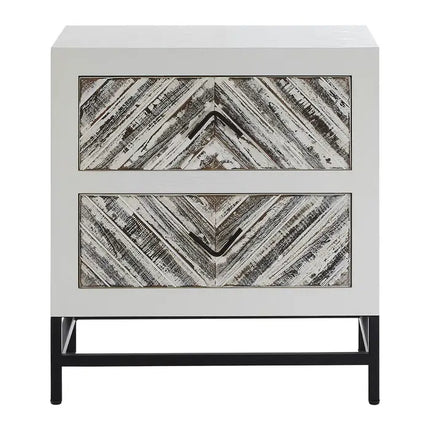 Lombok White 2 Drawer Bedside Table