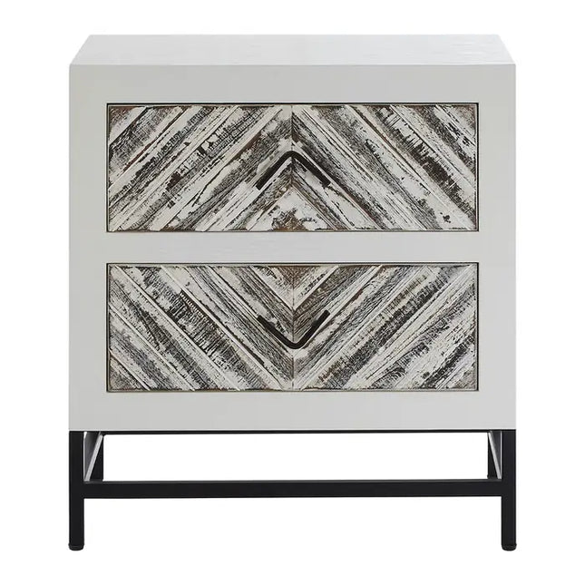 Lombok White 2 Drawer Bedside Table