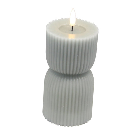 Luxe Collection Natural Glow 2.75x10 Grey Carved LED Candle