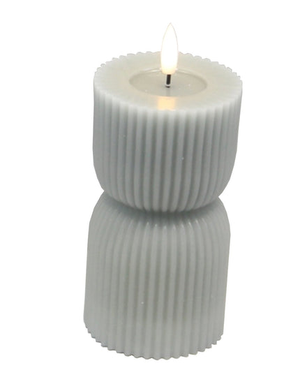 Luxe Collection Natural Glow 2.75x10 Grey Carved LED Candle