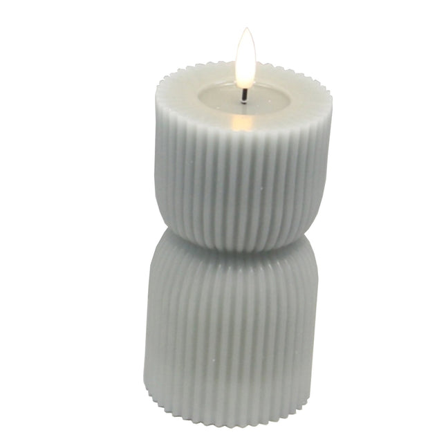 Luxe Collection Natural Glow 2.75x10 Grey Carved LED Candle