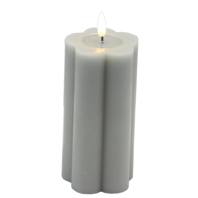 Luxe Collection Natural Glow 2.75x5 Grey Pillar LED Candle