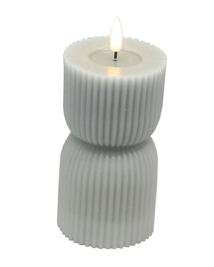 Luxe Collection Natural Glow 2.75x6 Grey Carved LED Candle