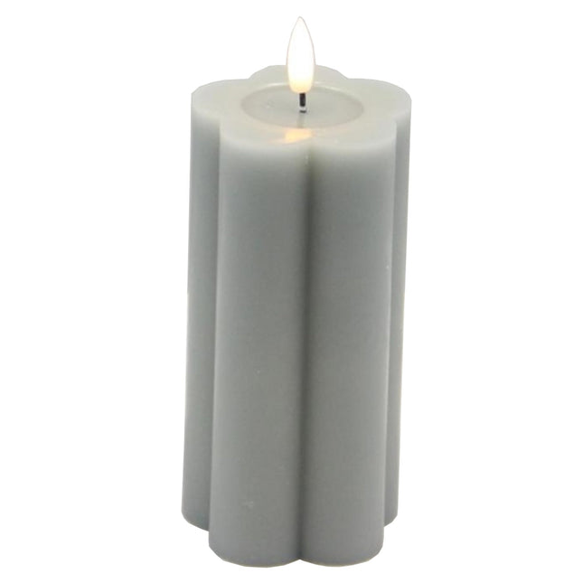 Luxe Collection Natural Glow 2.75x6 Grey Pillar LED Candle