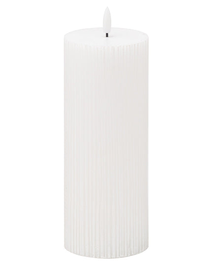 Luxe Collection Natural Glow 3x8 Textured Ribbed LED Candle