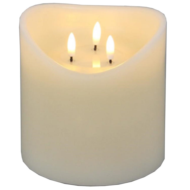 Luxe Collection Natural Glow 6x6 Cream Melted LED Candle