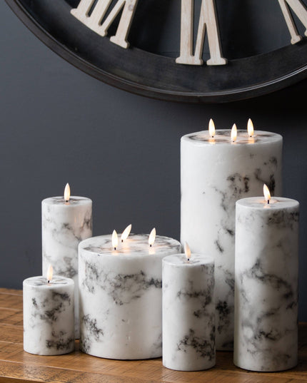 Luxe Collection Natural Glow 6x6 Marble Effect LED Candle