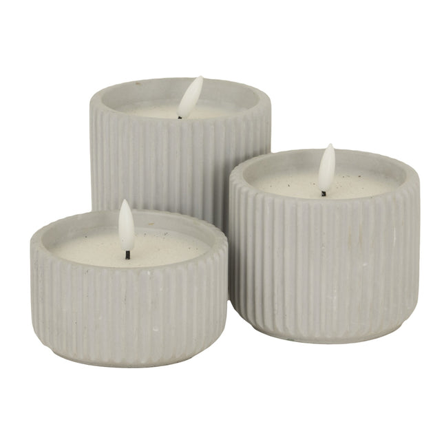 Luxe Collection Natural Glow Chalk Ribbed Large Led Candle