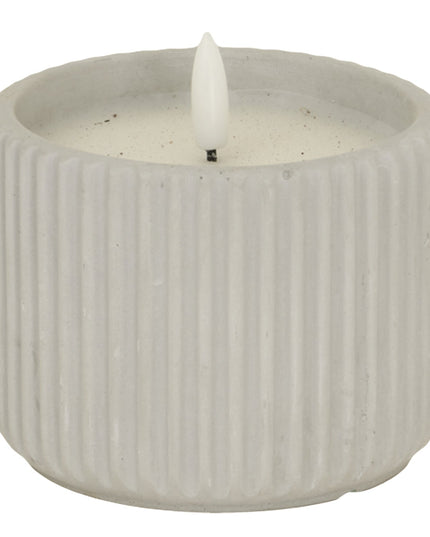 Luxe Collection Natural Glow Chalk Ribbed Medium Led Candle