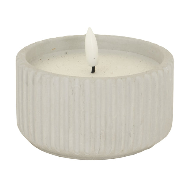 Luxe Collection Natural Glow Chalk Ribbed Small Led Candle