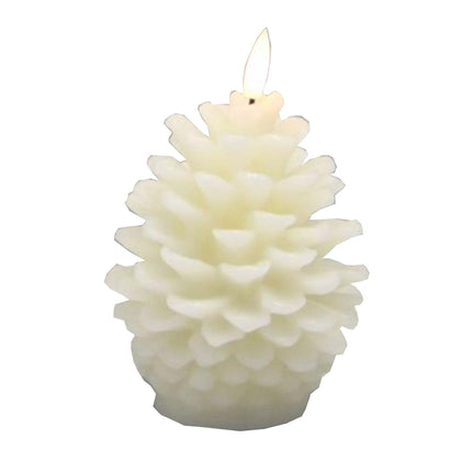 Luxe Collection Natural Glow Cream Pinecone LED Wax Candle