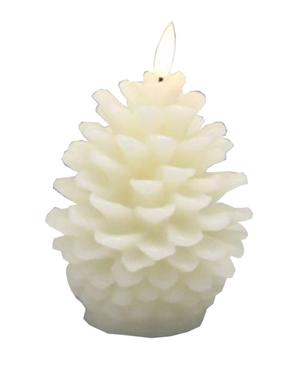 Luxe Collection Natural Glow Cream Pinecone LED Wax Candle