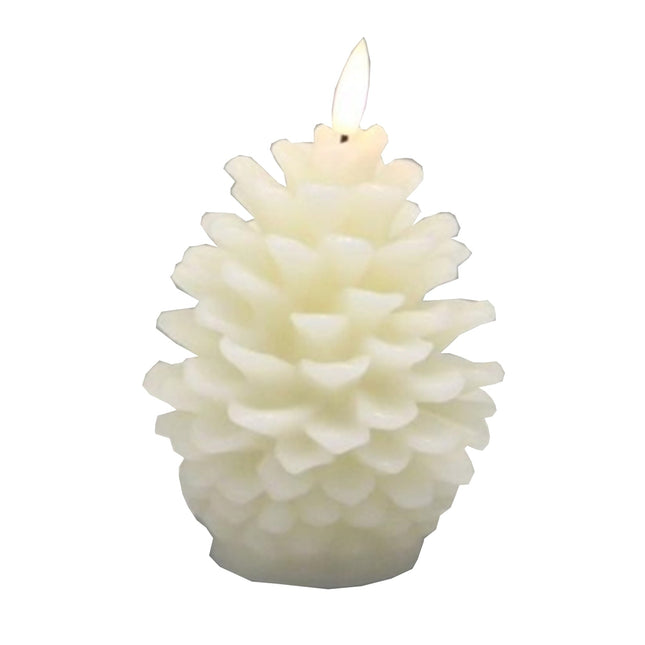 Luxe Collection Natural Glow Cream Pinecone LED Wax Candle