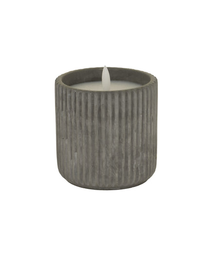 Luxe Collection Natural Glow Grey Ribbed Large  Led Candle