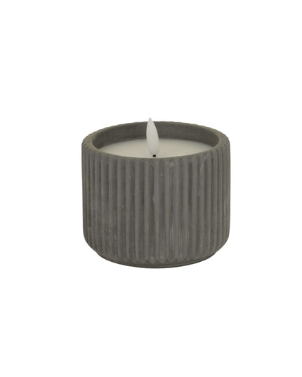 Luxe Collection Natural Glow Grey Ribbed Medium Led Candle