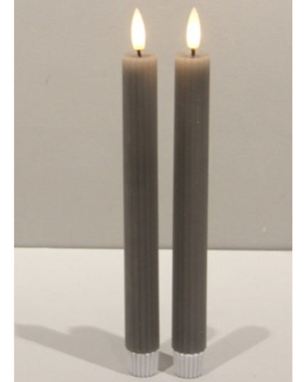 Luxe Collection Natural Glow Grey  Ribbed Taper Candles