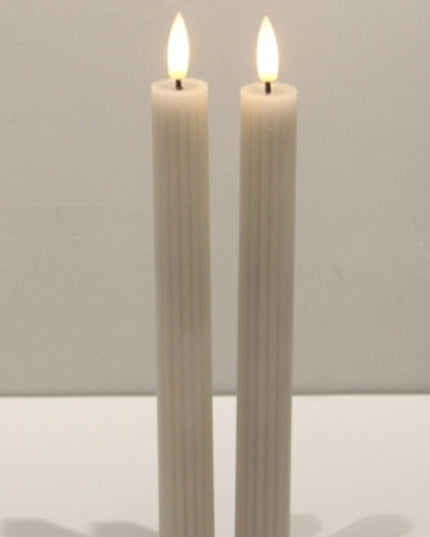 Luxe Collection Natural Glow Taupe  Ribbed Taper Candles