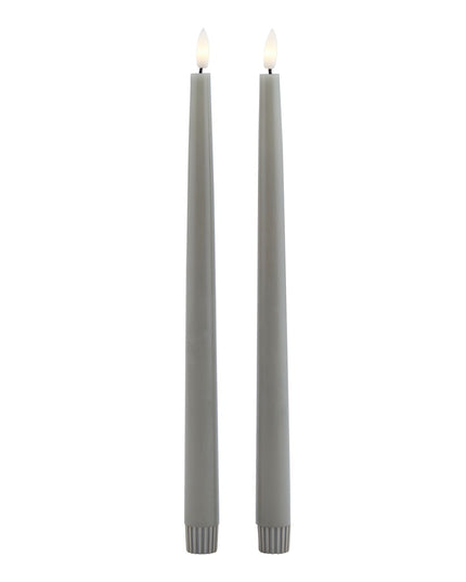 Luxe Collection S/2 Grey LED Wax Dinner Candles