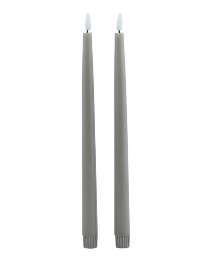 Luxe Collection S/2 Grey LED Wax Dinner Candles