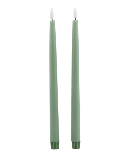 Luxe Collection S/2 Sage LED Wax Dinner Candles